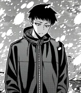 😔 Anime, Manga, Personaje, Invierno, Nieve, Triste, Sudadera con capucha telegram sticker