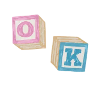 ❤️ OK алфавитные кубики, игрушки, дети, буквы, розовый, синий telegram sticker