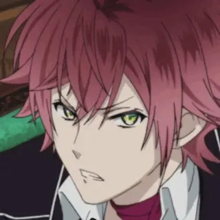 🥀 Anime, Capelli rossi, Occhi verdi, Serio, Maschio, Cartone animato telegram sticker