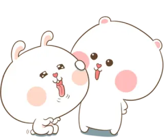 😌 dễ thương, động vật, thỏ, gấu, hoạt hình, nhãn dán telegram sticker