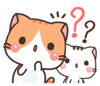 😯 mèo, câu hỏi, bối rối, suy nghĩ, kawaii, dễ thương, sticker whatsapp sticker