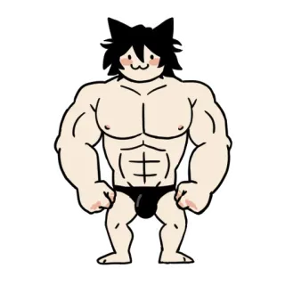 💪 근육질, 고양이, 근육, 동물, 만화, 보디빌더 telegram sticker