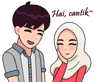 ✋ Nick.smlk Cartone animato, Coppia, Musulmano, Hijab, Amore, Felice, Carino whatsapp sticker