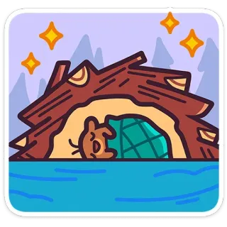 😴 비버, 댐, 동물, 물, 자연, 만화 telegram sticker