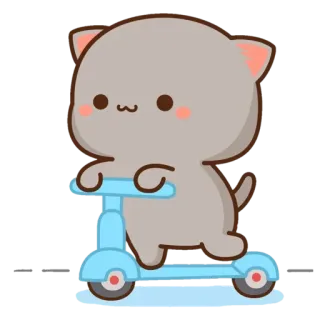 🛴 Katze, Roller, niedlich, Tier, Cartoon telegram sticker