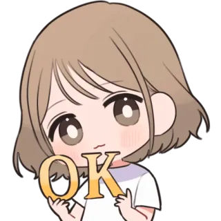 👍 OK Аниме, Девушка, ОК, Согласие, Милый, Одобрение telegram sticker