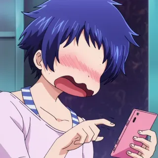 ⚓️ anime, chocado, telefone, surpreso, desenho animado, personagem telegram sticker