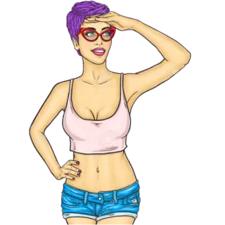 🤓 woman, girl, cartoon, glasses, pinup, sexy telegram sticker