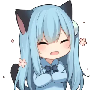 😄 อนิเมะ, จิบิ, สาวหูแมว, คาวาอิ, น่ารัก, การ์ตูน, สติกเกอร์ telegram sticker