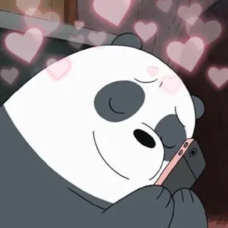 🐼 Panda We Bare Bears การ์ตูน, แพนด้า, หมี, โทรศัพท์, หัวใจ, น่ารัก, ภาพเคลื่อนไหว telegram sticker