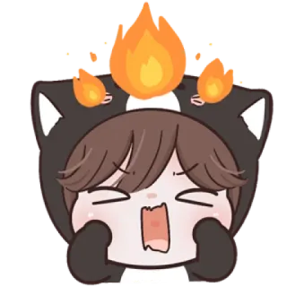 😼 kawaii, Feuer, Anime, Cartoon, süß, emotional, wütend telegram sticker