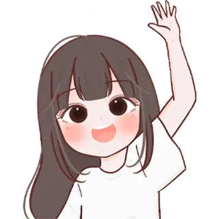 👋 Cartoon, Mädchen, winkend, fröhlich, süß telegram sticker