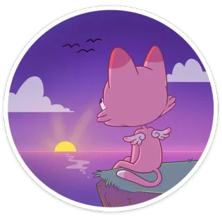 🌇 desenho animado, gato, pôr do sol, paisagem, fofo, asas telegram sticker