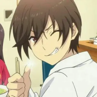 👍 Yu Otosaka Charlotte anime, character, wink, thumbs up, chopsticks telegram sticker