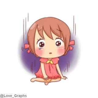 😢 dibujos animados, triste, chica, llorando, anime, emocional, lloroso telegram sticker