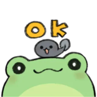 🐸 OK katak, ok, anjing laut, imut telegram sticker