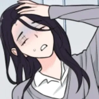 🖤 Anime, Desenho animado, Mulher, Triste, Cansada, Estressada whatsapp sticker