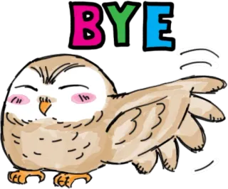 👋 BYE сова, пока, животное, милый, мультфильм, до свидания telegram sticker
