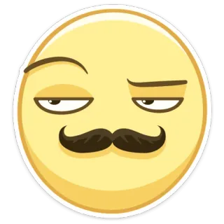 🥴 эмодзи, усы, ухмылка, лицо, стикер telegram sticker