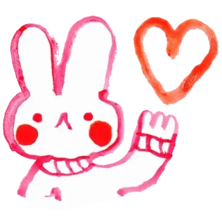 🐰 토끼, 토끼, 하트, 귀여운, 동물, 일러스트, 만화 telegram sticker