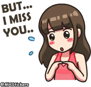 💘 BUT... I MISS YOU.. miss you, sad, cartoon, girl, love telegram sticker
