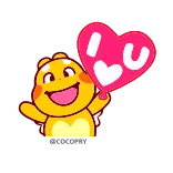 ❤️ I U amour, cœur, personnage, mignon, jaune, joyeux telegram sticker