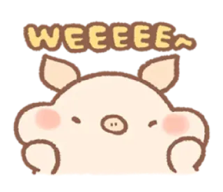 😆 WEEEEE~ หมู, น่ารัก, การ์ตูน, สัตว์, สติกเกอร์, มีความสุข telegram sticker