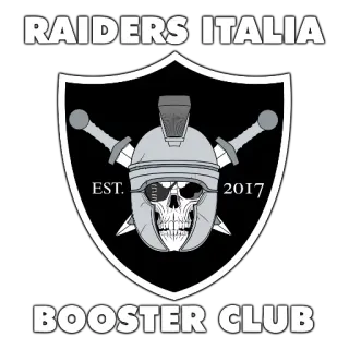 💀 RAIDERS ITALIA
BOOSTER CLUB Raiders, Italia, Teschio, Fan club, Gladiatore, Spade, Italia, Squadra sportiva, Fan club telegram sticker