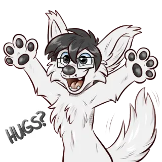 😃 HUGS? Furry, Animal, Antropomórfico, Desenho animado, Cachorro, Amigável, Abraços telegram sticker