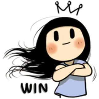 🤠 WIN gewinnen, Mädchen, Cartoon, Erfolg, Krone, Leistung telegram sticker