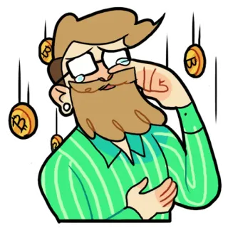 😭 bitcoin, cripto, hombre, triste, llorando, barba telegram sticker