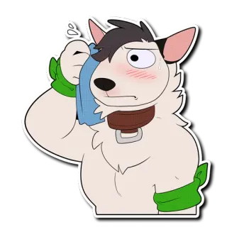 😳 dog, cartoon, sweating, furry, exhausted, animal telegram sticker