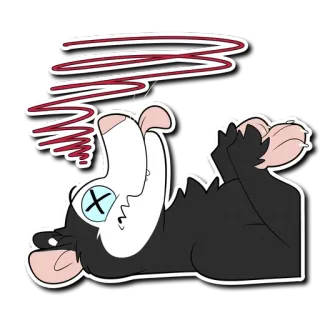 😵 kartun, binatang, mati, mata X, binatang pengerat, stiker whatsapp sticker