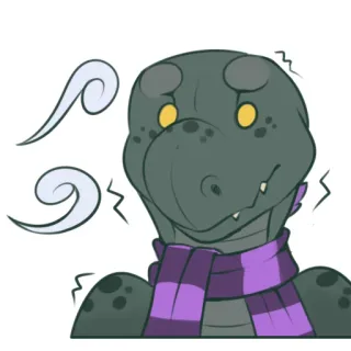 💨 dinosaur, cold, scarf, cartoon, reptile, animal whatsapp sticker