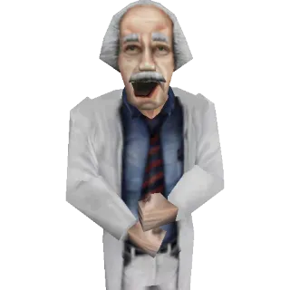 😆 naukowiec, starszy mężczyzna, biały fartuch, krawat, fartuch laboratoryjny telegram sticker