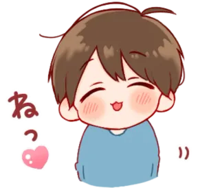🎭 ねっ Anime, Menino, Fofo, Coração, Feliz whatsapp sticker