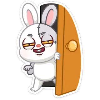 😊 thỏ, con thỏ, hoạt hình, cửa, dễ thương, động vật, nhân vật telegram sticker