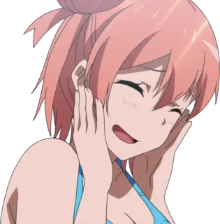 😣 anime, garota, fofa, sorrindo, desenho animado telegram sticker