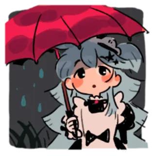 ☔️ Anime, Ragazza, Ombrello, Pioggia, Carino, Cartone animato telegram sticker
