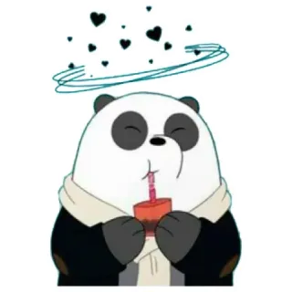🥤 Panda We Bare Bears panda bear, cartoon, drink, cute, hearts telegram sticker