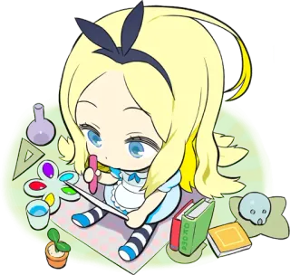 🎨 动漫女孩, 绘画, 可爱, 卡哇伊, 插图, 艺术, 卡通 whatsapp sticker