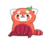 ๐ panda rosso, animale, carino, cartone animato, adesivo telegram sticker