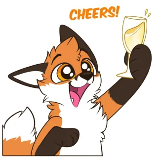 🥂 CHEERS! raposa, torrada, celebração, animal, vinho, copo, fofo whatsapp sticker
