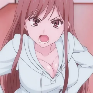 🌟 animé, fille, en colère, mignon, cheveux roses, femme telegram sticker