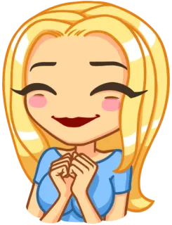 😊 blond, Cartoon, Frau, fröhlich, Erröten whatsapp sticker