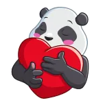 ☺️ Panda, Coeur, Amour, Mignon, Animal, Autocollant, Dessin animé whatsapp sticker