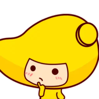 🤔 Мультфильм, Персонаж, Милый, Желтый, Думающий, Озадаченный telegram sticker