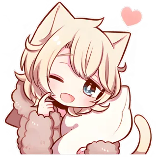 😉 Anime, Gatto, Kawaii, Cuore, Cartone animato, Adesivo whatsapp sticker