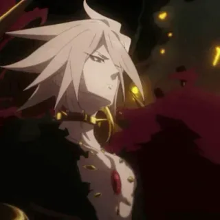 ☀️ anime, character, fantasy, white hair, necklace, demon telegram sticker