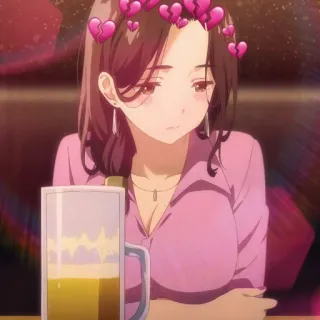 💈 anime, girl, sad, drink, heartbreak, cartoon, animation telegram sticker